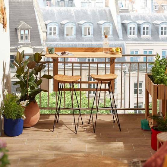 Cerland - Bar de jardin, Table rabattable bois 2 personnes Acanta - Image 3
