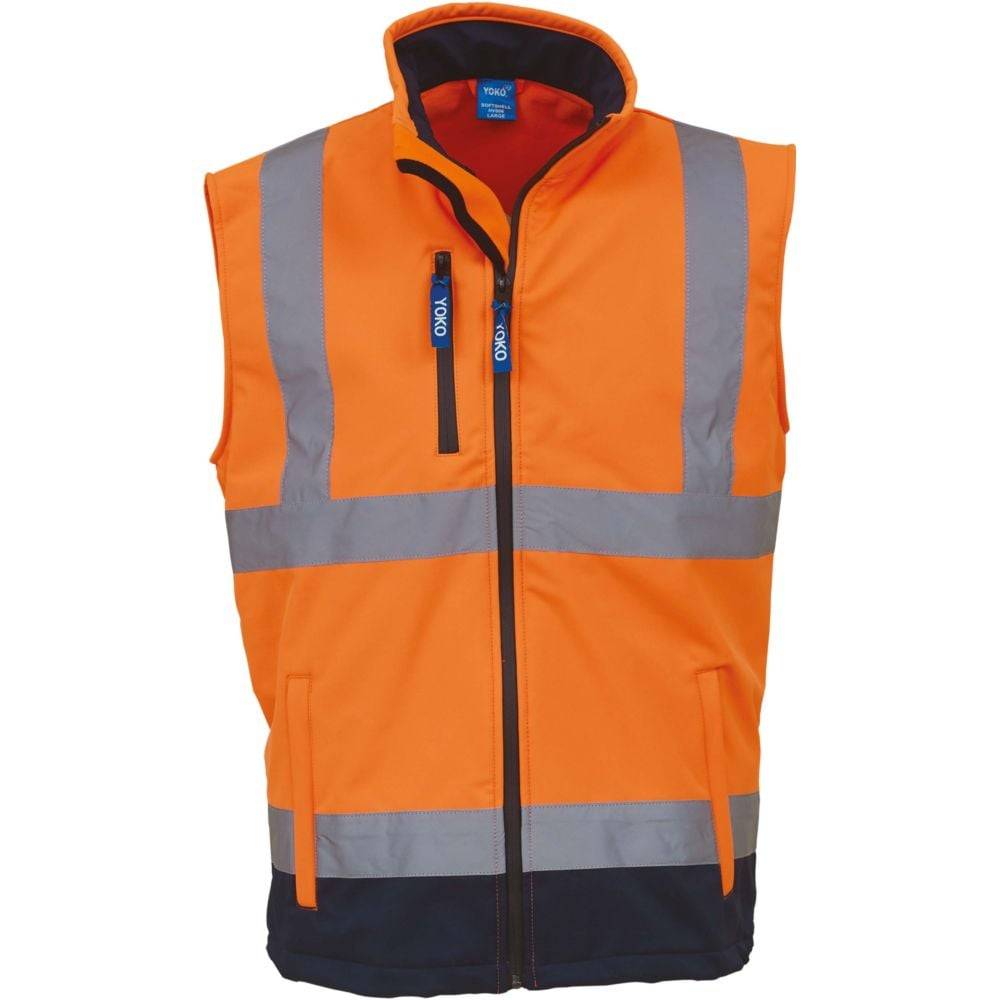 Bodywarmer softshell haute visibilité Yoko Orange / Marine 3XL