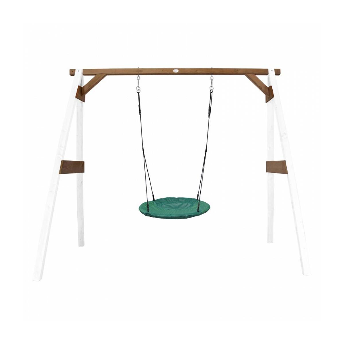Portique en Bois Blanc Marron AXI avec Balançoire Siège Nid Rond pour Enfants - Image 1