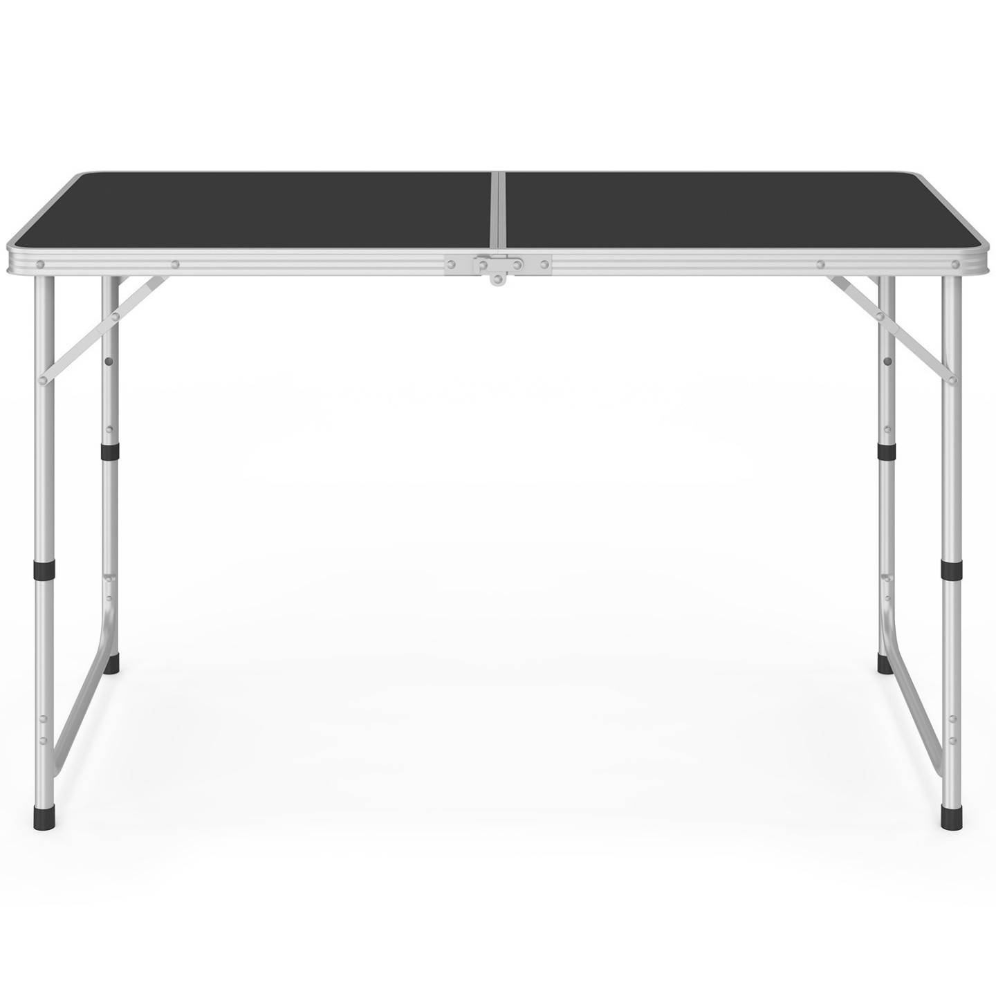 Table de camping pliante d'appoint 120 cm réglable en hauteur et 4 tabourets noirs - Image 5