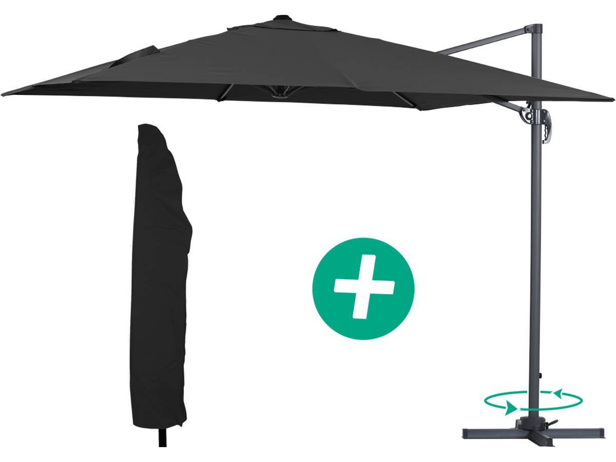 Habitat Et Jardin - Parasol Jardin Déporté Alu "sun 3" - Carré - 3 X 3 M - Noir + Housse De Protection -habitat Et Jardin - Image 1