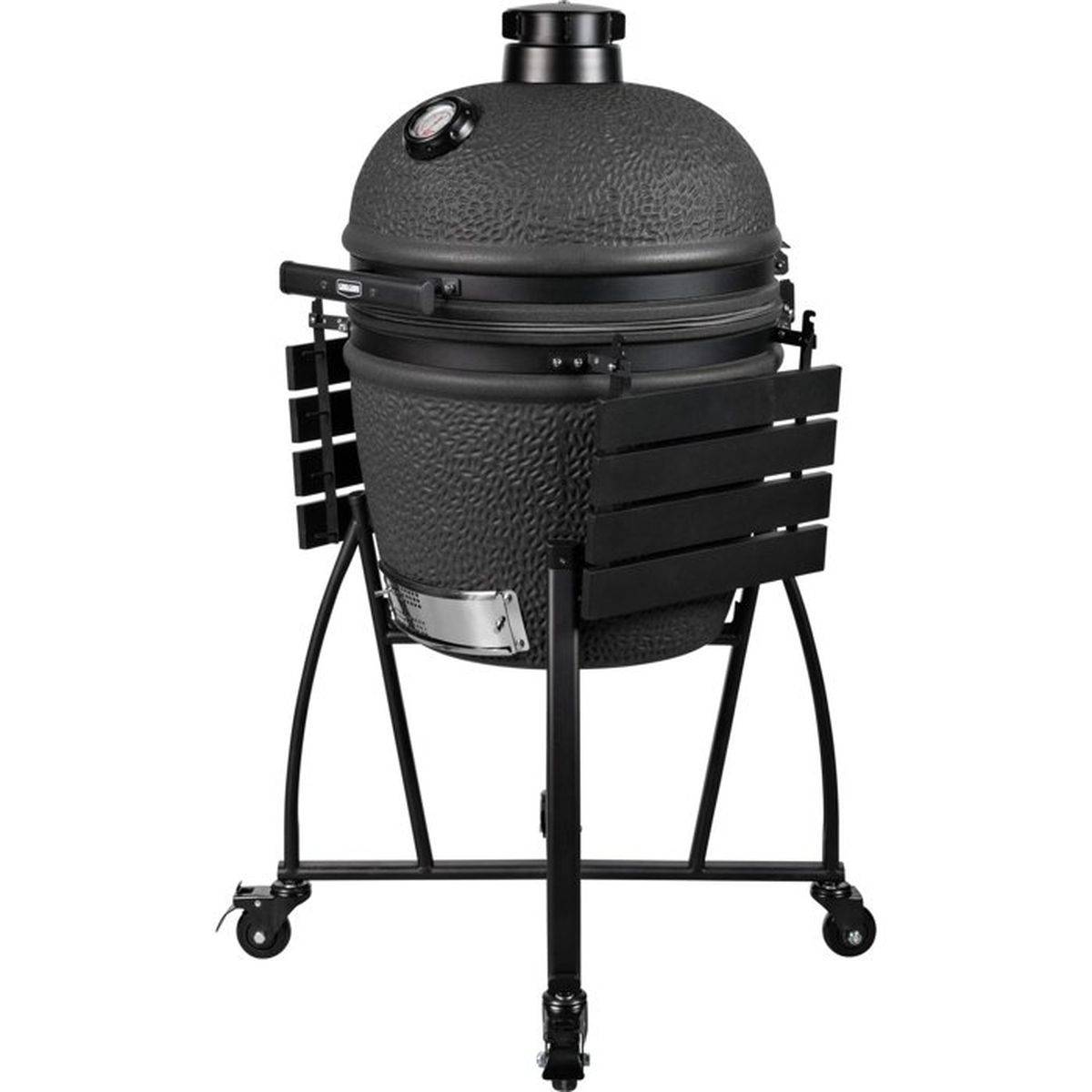 Barbecue kamado au charbon Prime Large noir mat, céramique texturée, thermomètre de couvercle - Grill Guru - Image 3