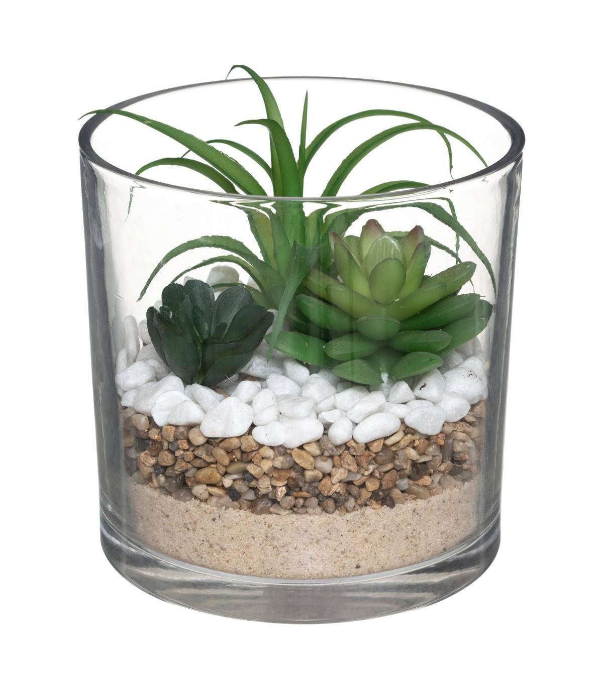 Composition de plantes arificielles Pot en Verre D. 15 x H. 16 cm - Image 1