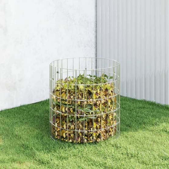 Composteur de jardin acier galvanisé argenté 50 x 50 x 50 cm - PANGIVO - Image 1