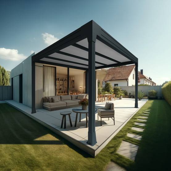 Carport HAPESIRE Isotoit® îlot 5,02x5,00m (Gris anthracite) - Alia Productions - Image 1