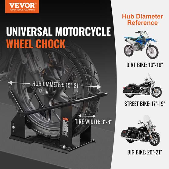 Vevor - VEVOR Bloque roue moto 816,5 kg, acier. Support transport, 3 trous réglables. - Image 2