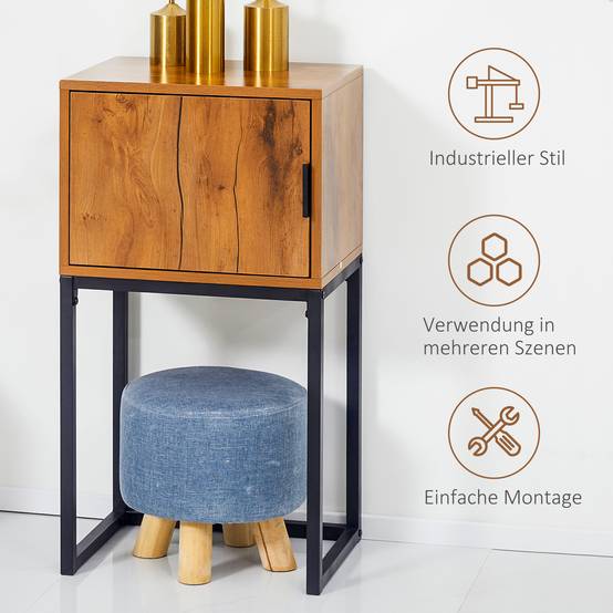 Console de style industriel, table d'appoint, buffet, 1 meuble, bois naturel et noir - Image 8