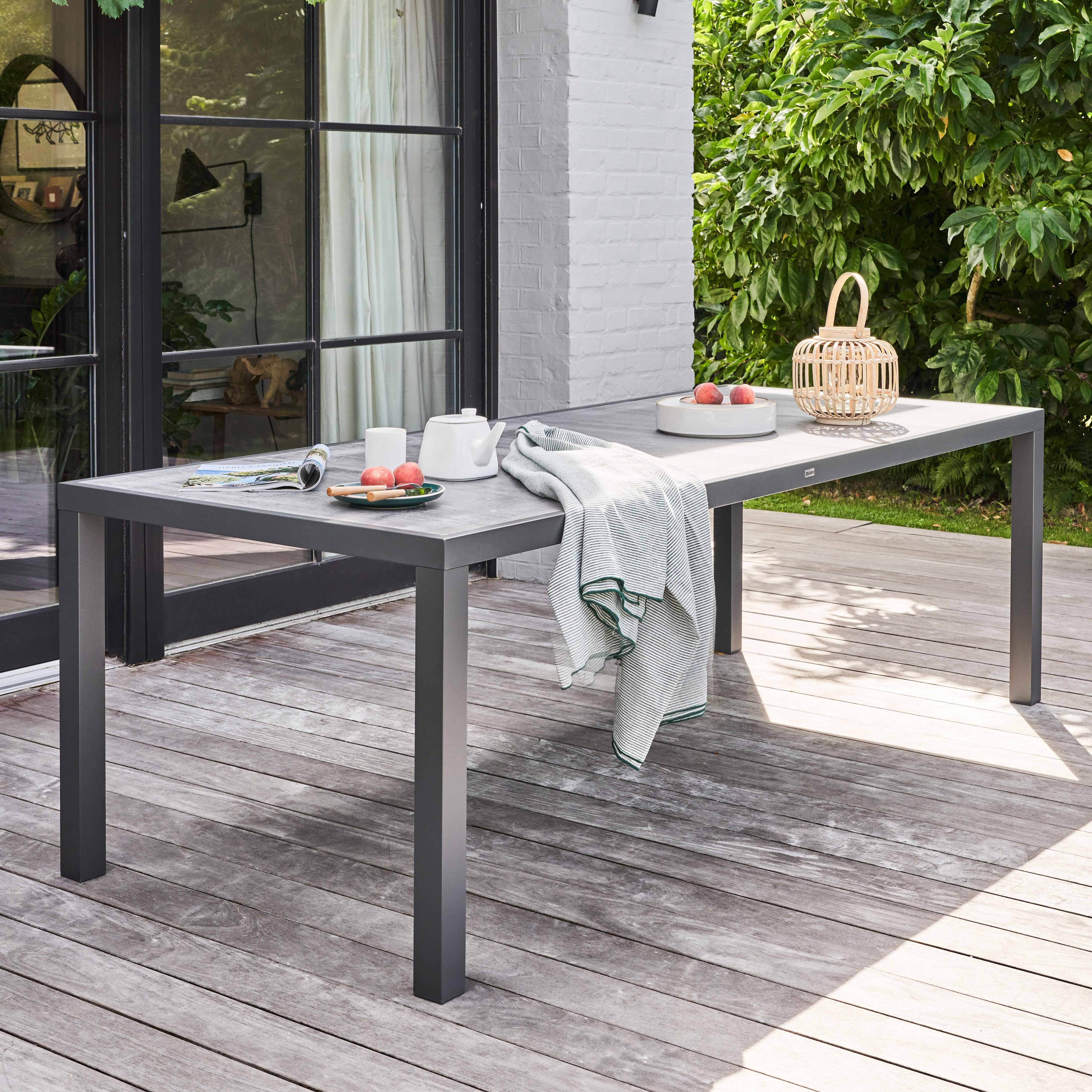 Oviala - Table de jardin en aluminium et céramique 10 places effet béton - Oviala - Image 2