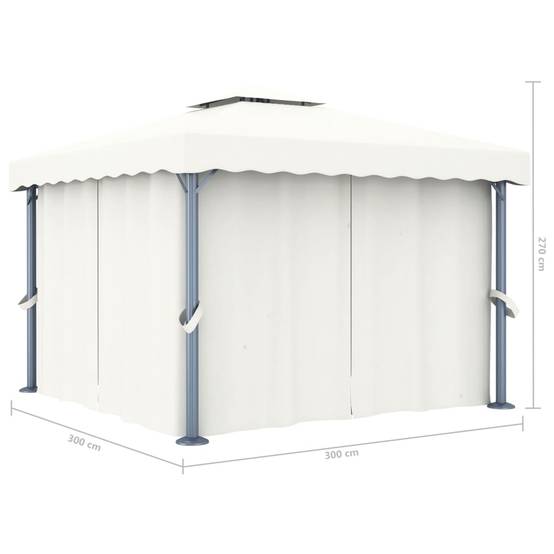 Belvédère Aluminium Acier Moustiquaires et Rideaux pour Jardin Fête Blanc Crème 3x3 m – ComfortXL Outdoor Living - Image 6