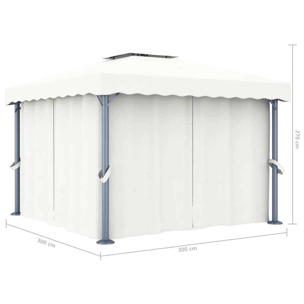 Belvédère Aluminium Acier Moustiquaires et Rideaux pour Jardin Fête Blanc Crème 3x3 m – ComfortXL Outdoor Living - Image 6