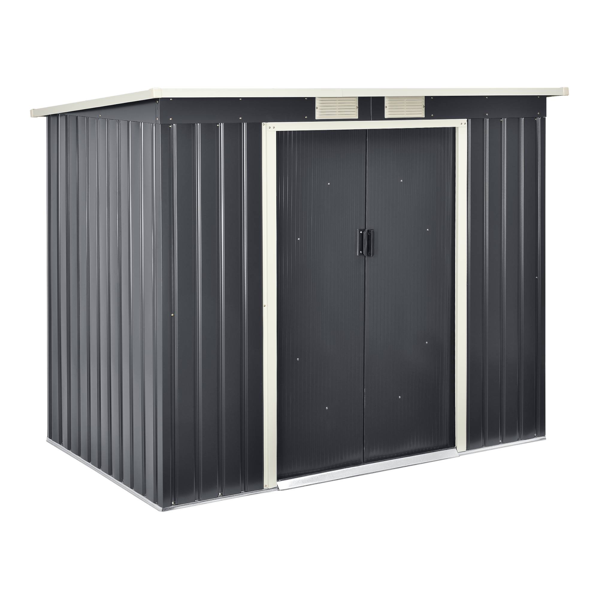 Abri de Jardin 213x130x173 cm Toit en Appentis Tôles en Acier Galvanisées Gris Foncé [en.casa] - Image 1