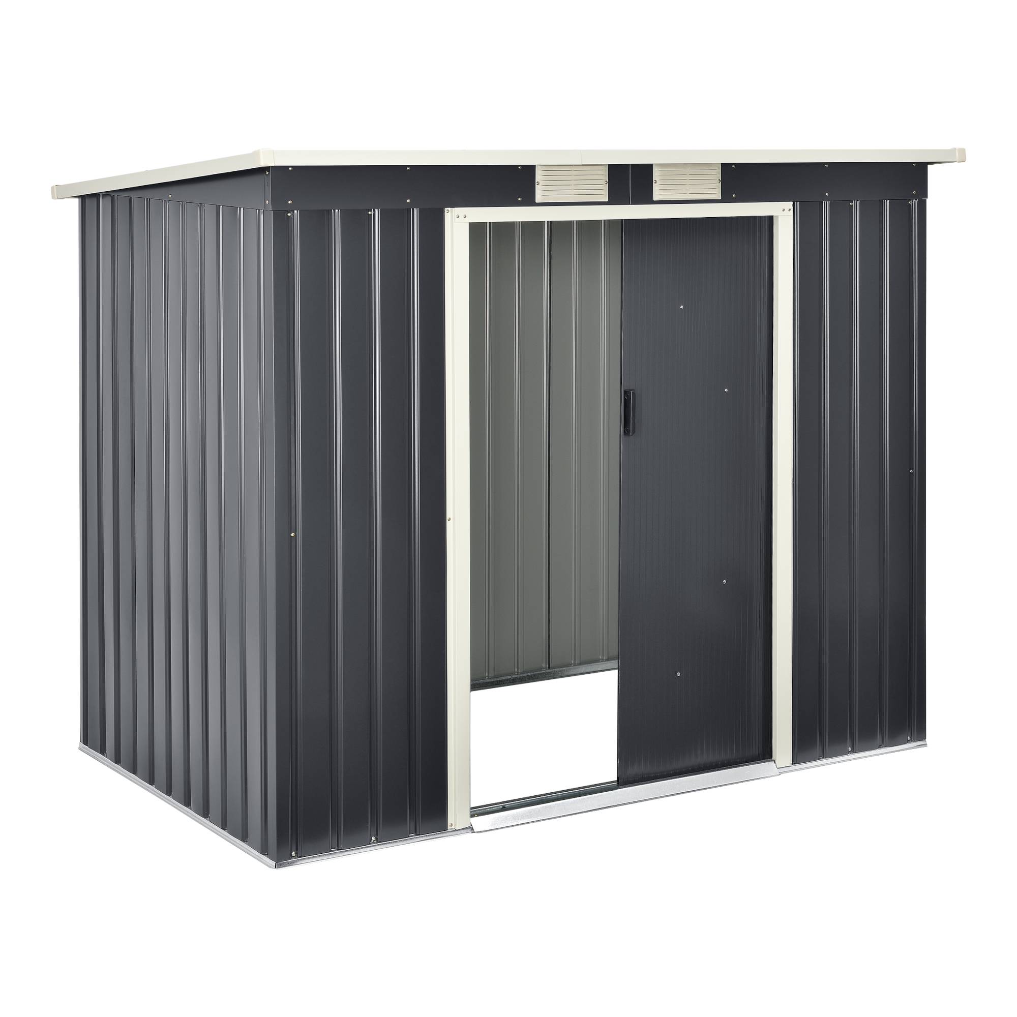 Abri de Jardin 213x130x173 cm Toit en Appentis Tôles en Acier Galvanisées Gris Foncé [en.casa] - Image 3