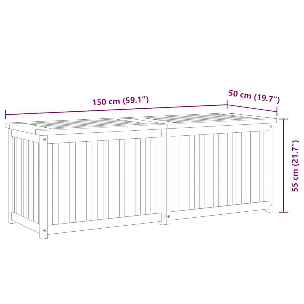 Banc Coffre de Jardin en Bois de Teck Massif avec Rangement Étanche 150x50x55 cm – ComfortXL Outdoor Living - Image 10