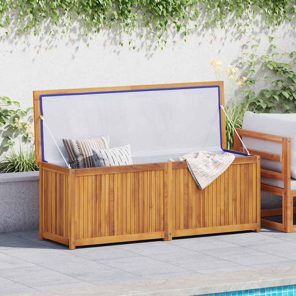 Banc Coffre de Jardin en Bois de Teck Massif avec Rangement Étanche 150x50x55 cm – ComfortXL Outdoor Living - Image 1