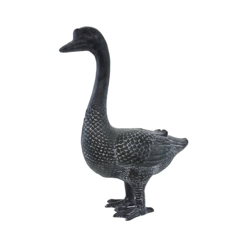 Cygne de jardin en fonte noire 35 x 49 cm Chemin de campagne - Image 1