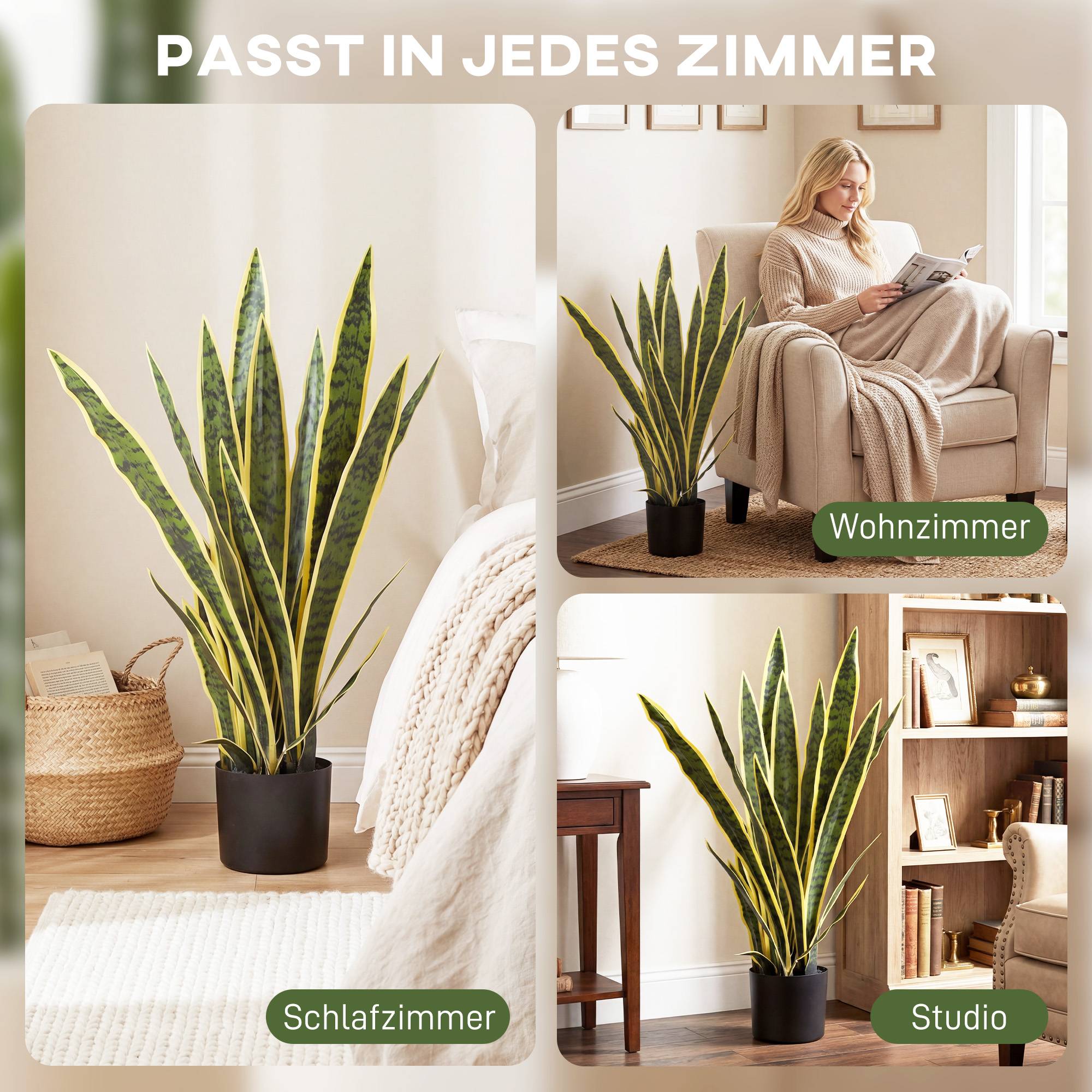 Sans Marque - Plante serpent artificielle 77cm en pot, pour salon, cadeau - Image 9