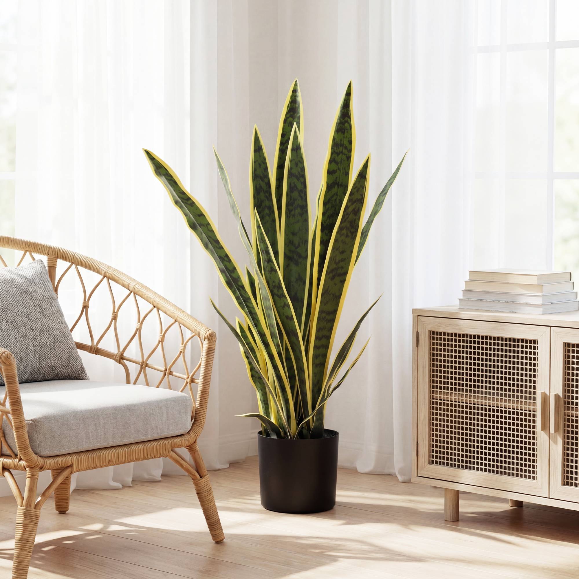 Sans Marque - Plante serpent artificielle 77cm en pot, pour salon, cadeau - Image 4