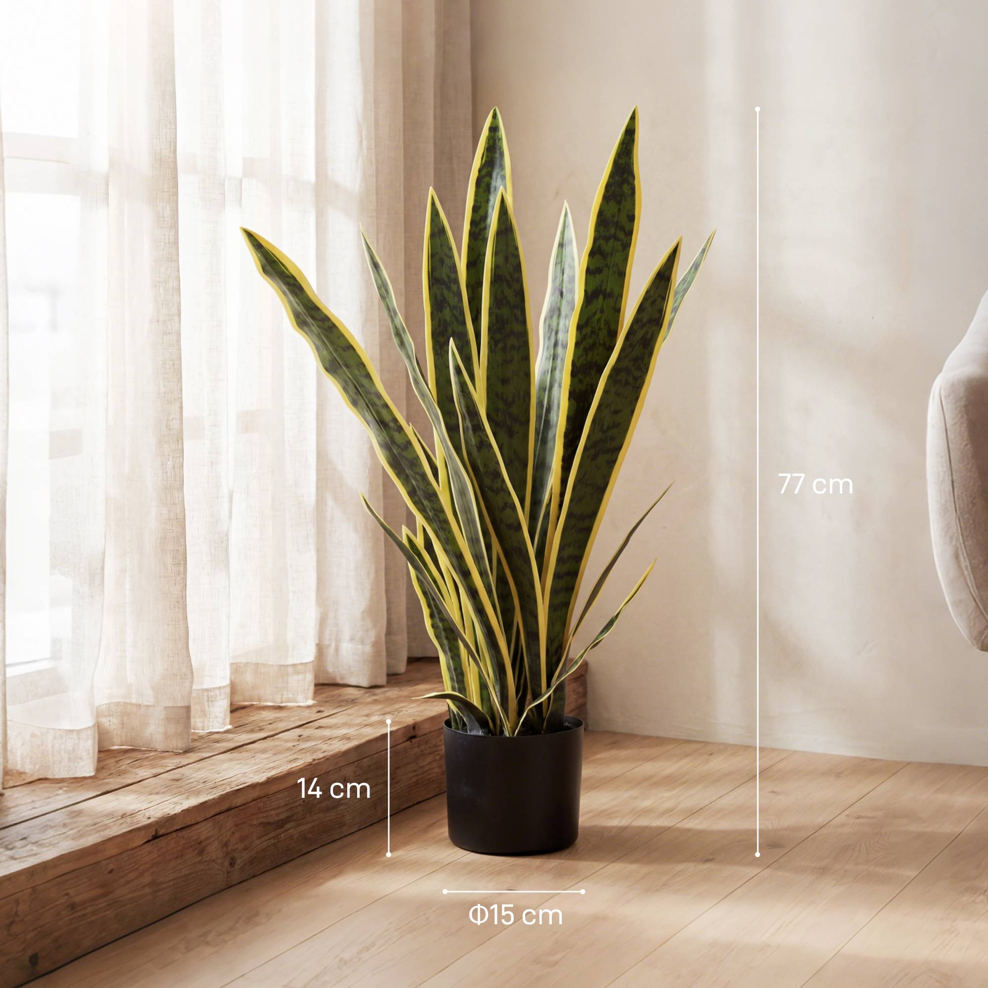 Sans Marque - Plante serpent artificielle 77cm en pot, pour salon, cadeau - Image 5