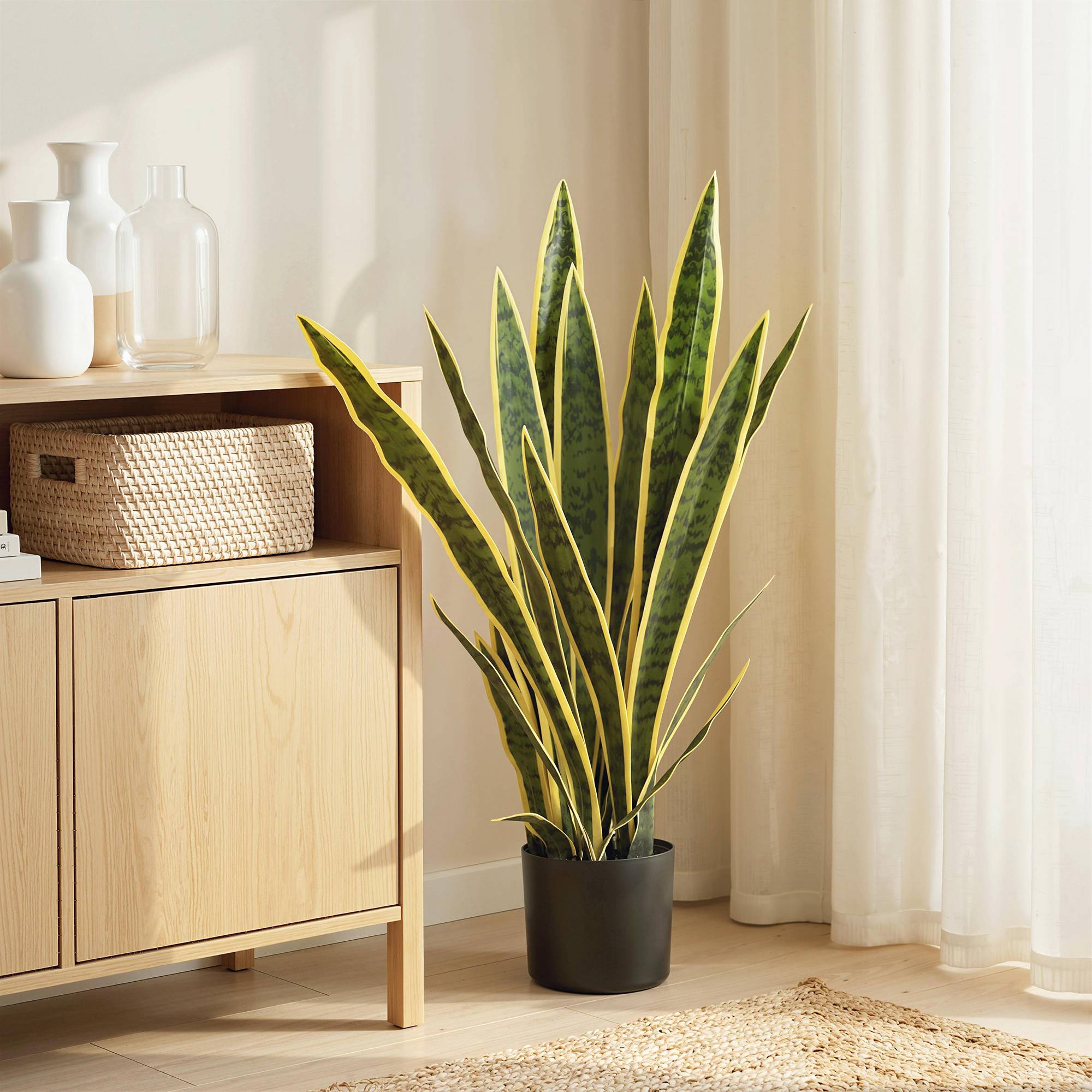 Sans Marque - Plante serpent artificielle 77cm en pot, pour salon, cadeau - Image 3