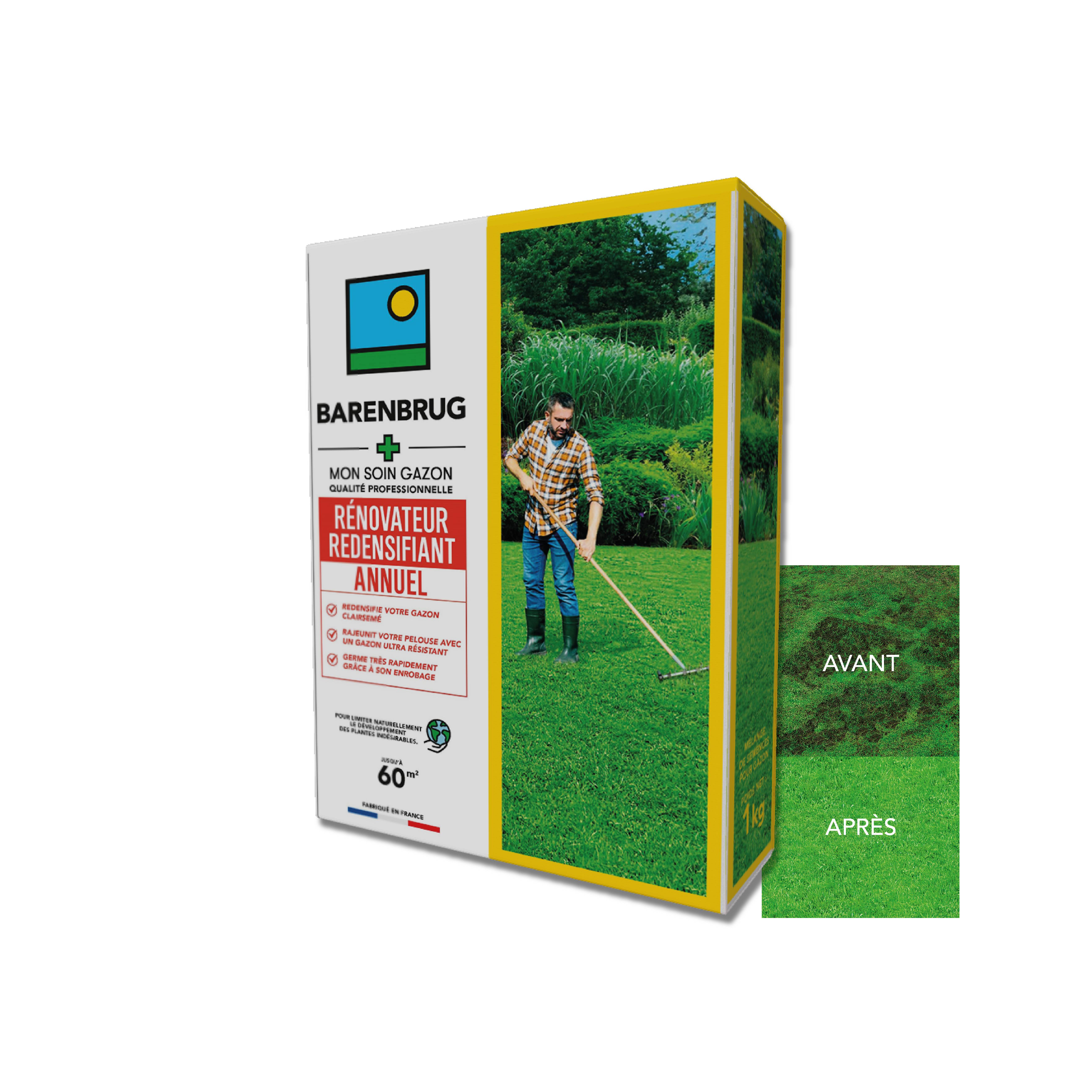 Soin Rénovateur Redensifiant - Redensifie et Rajeunit le Gazon - Germe Très Rapidement - Semences avec Enrobage - 1KG - BARENBRUG - Image 1