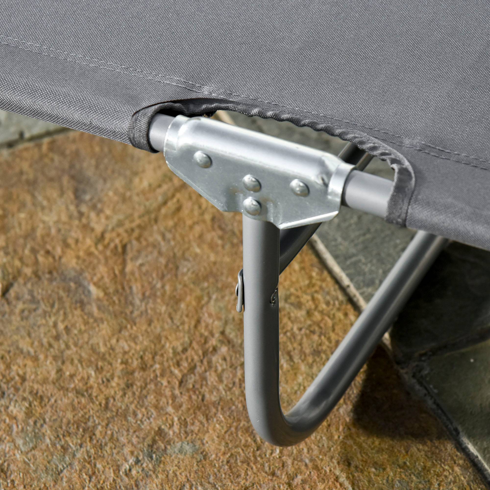 Lit de bronzage pliable dossier 5 niveaux, assise oxford respirant, plage/piscine/jardin,187x55x24cm, gris - Image 9