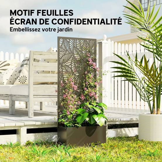 Outsunny - Jardinière avec treillis avec brise-vue - pour plantes grimpantes - métal - 45 x 21,5 x 110 cm - noir - Outsunny - Image 7