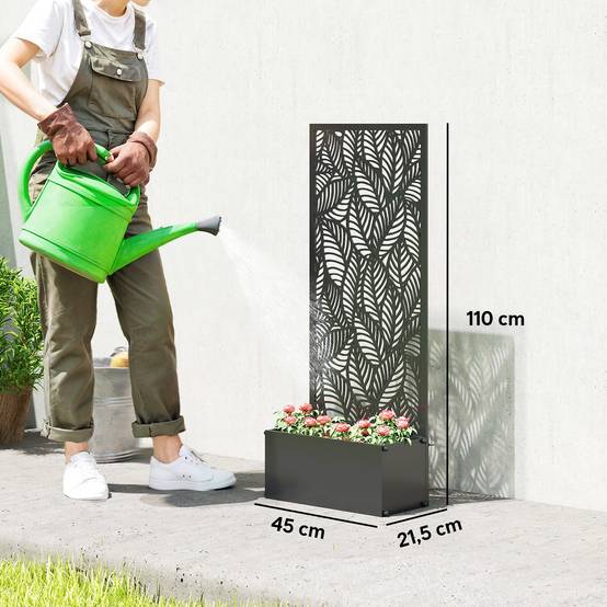 Outsunny - Jardinière avec treillis avec brise-vue - pour plantes grimpantes - métal - 45 x 21,5 x 110 cm - noir - Outsunny - Image 3
