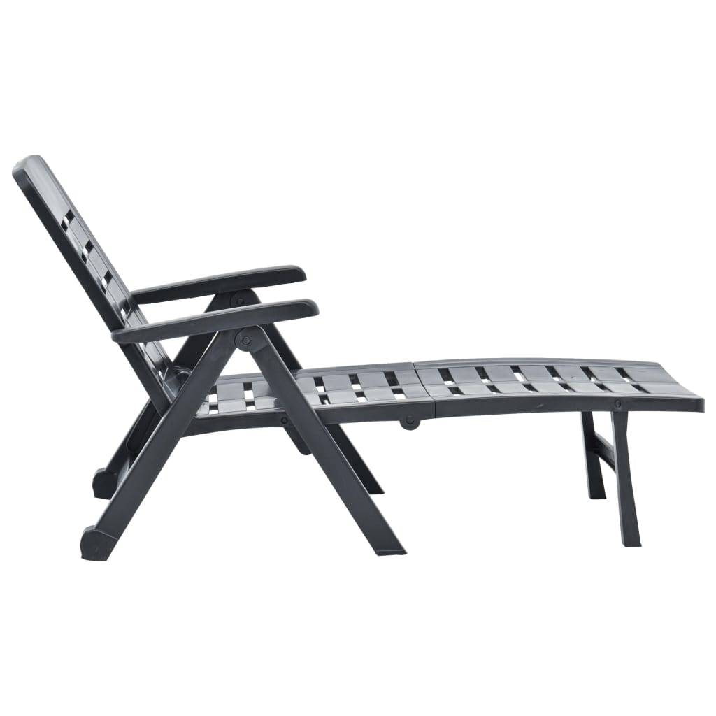 Bain de soleil pliable - Transat - Chaise longue Plastique Anthracite - MEUBLE PRO - Image 4