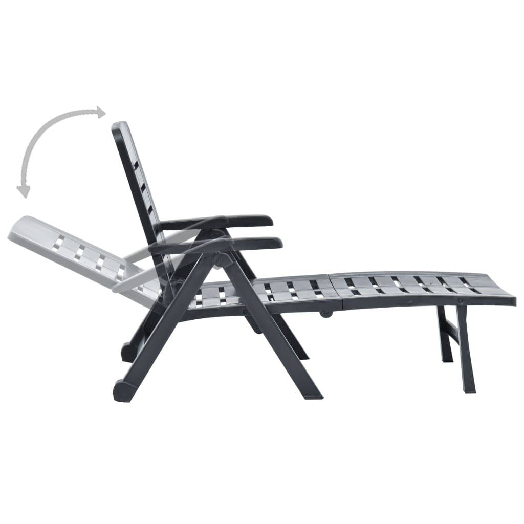 Bain de soleil pliable - Transat - Chaise longue Plastique Anthracite - MEUBLE PRO - Image 5
