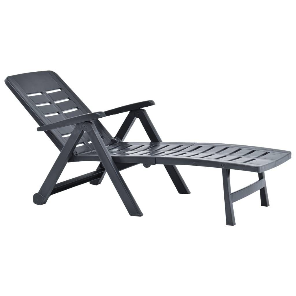 Bain de soleil pliable - Transat - Chaise longue Plastique Anthracite - MEUBLE PRO - Image 3