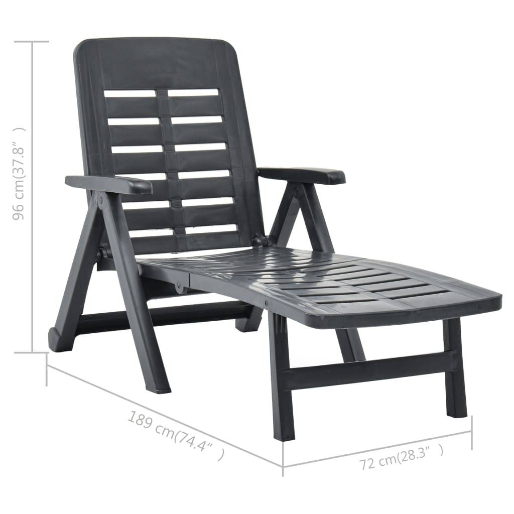 Bain de soleil pliable - Transat - Chaise longue Plastique Anthracite - MEUBLE PRO - Image 9
