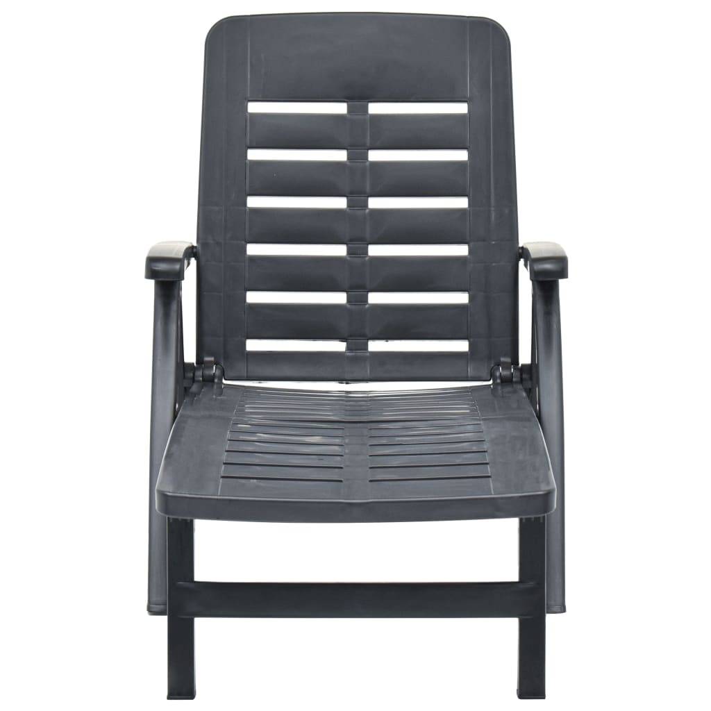 Bain de soleil pliable - Transat - Chaise longue Plastique Anthracite - MEUBLE PRO - Image 1