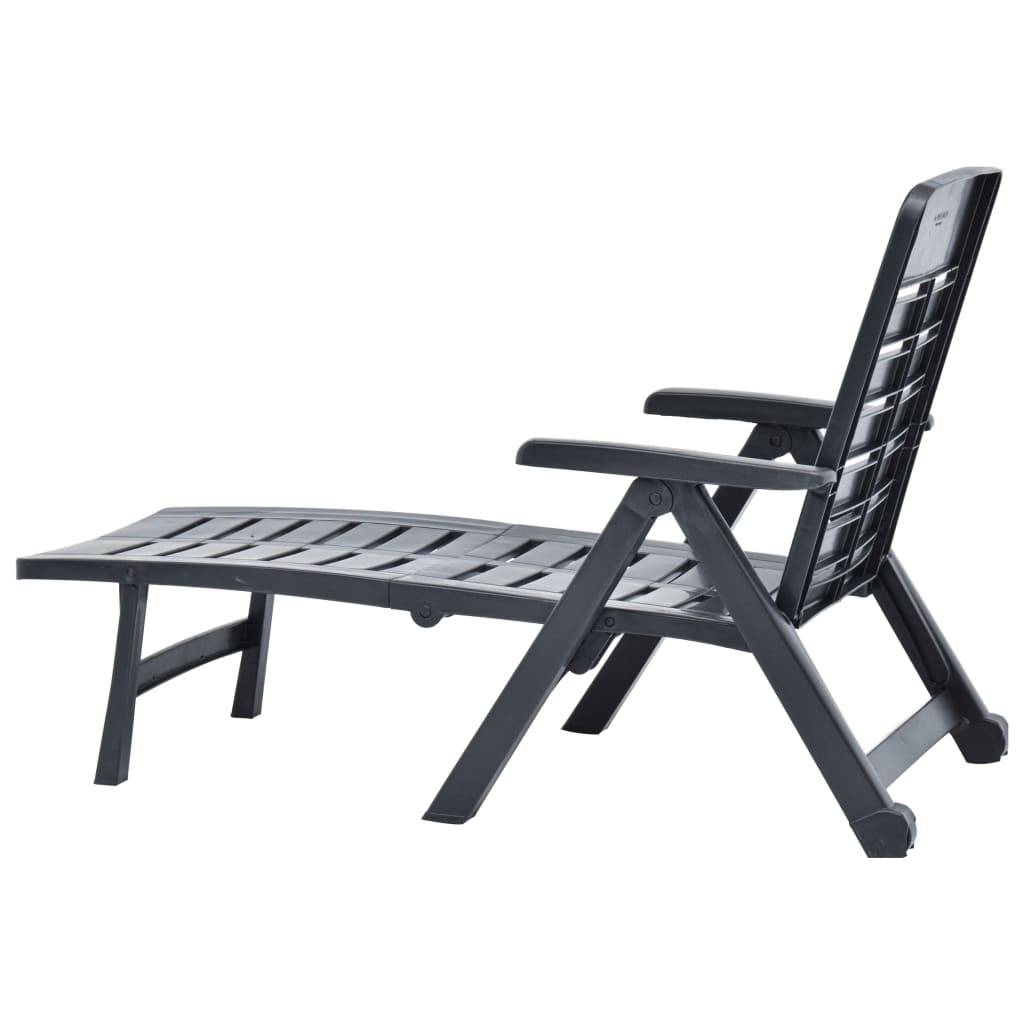 Bain de soleil pliable - Transat - Chaise longue Plastique Anthracite - MEUBLE PRO - Image 6
