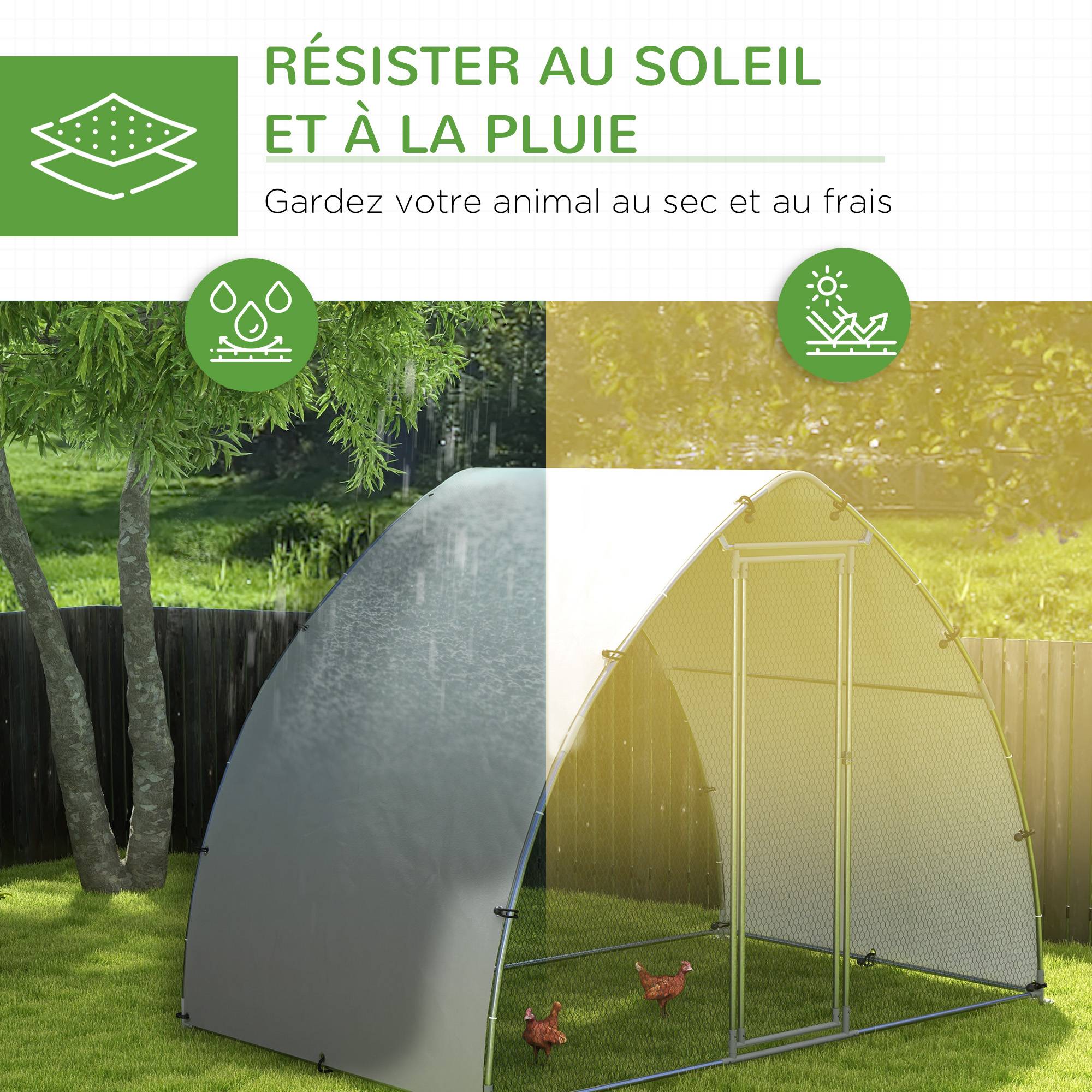 Grand enclos poulailler chenil volière extérieure 5,75m² toit anti-UV toit anti-UV, acier galvanisé, porte verouillable - Image 6