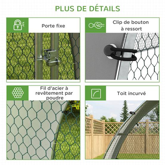 Grand enclos poulailler chenil volière extérieure 5,75m² toit anti-UV toit anti-UV, acier galvanisé, porte verouillable - Image 9