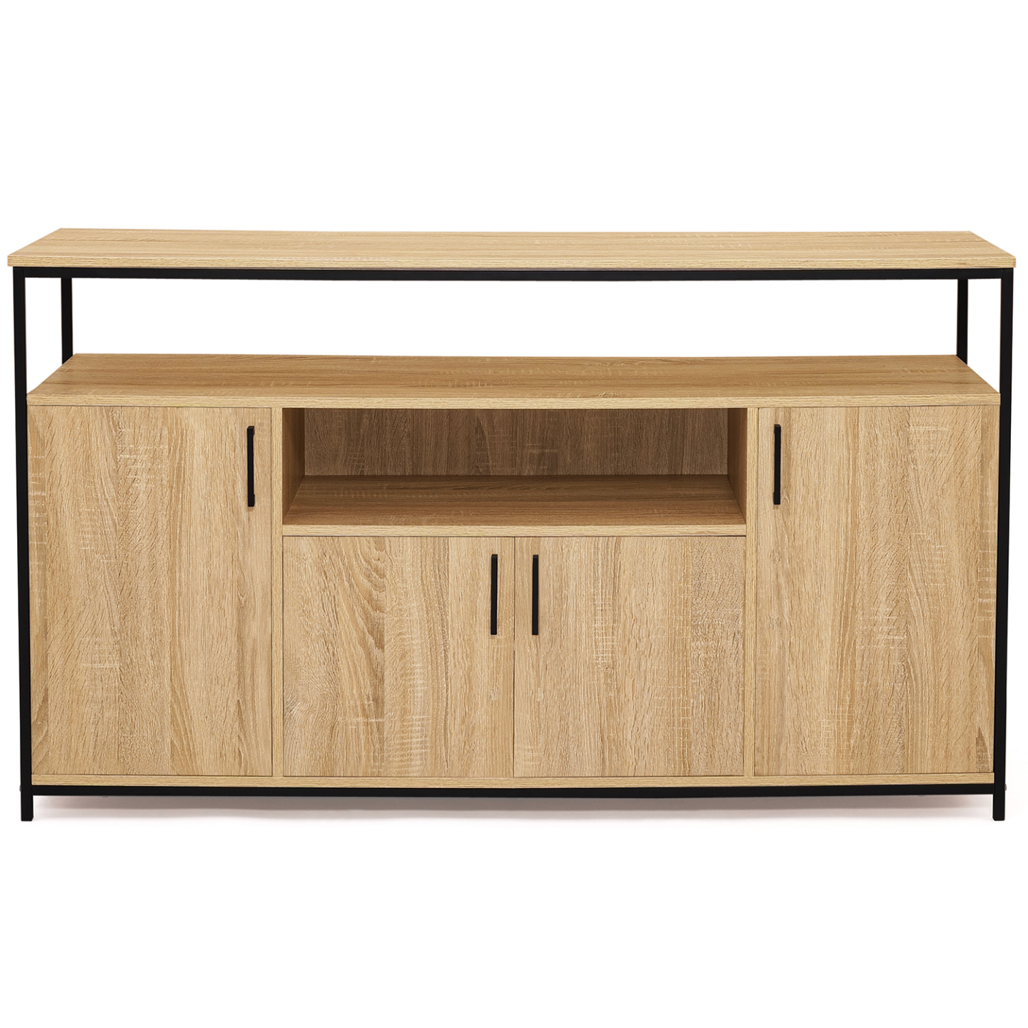 Buffet 140 cm DETROIT 4 portes avec niche design industriel - Image 3