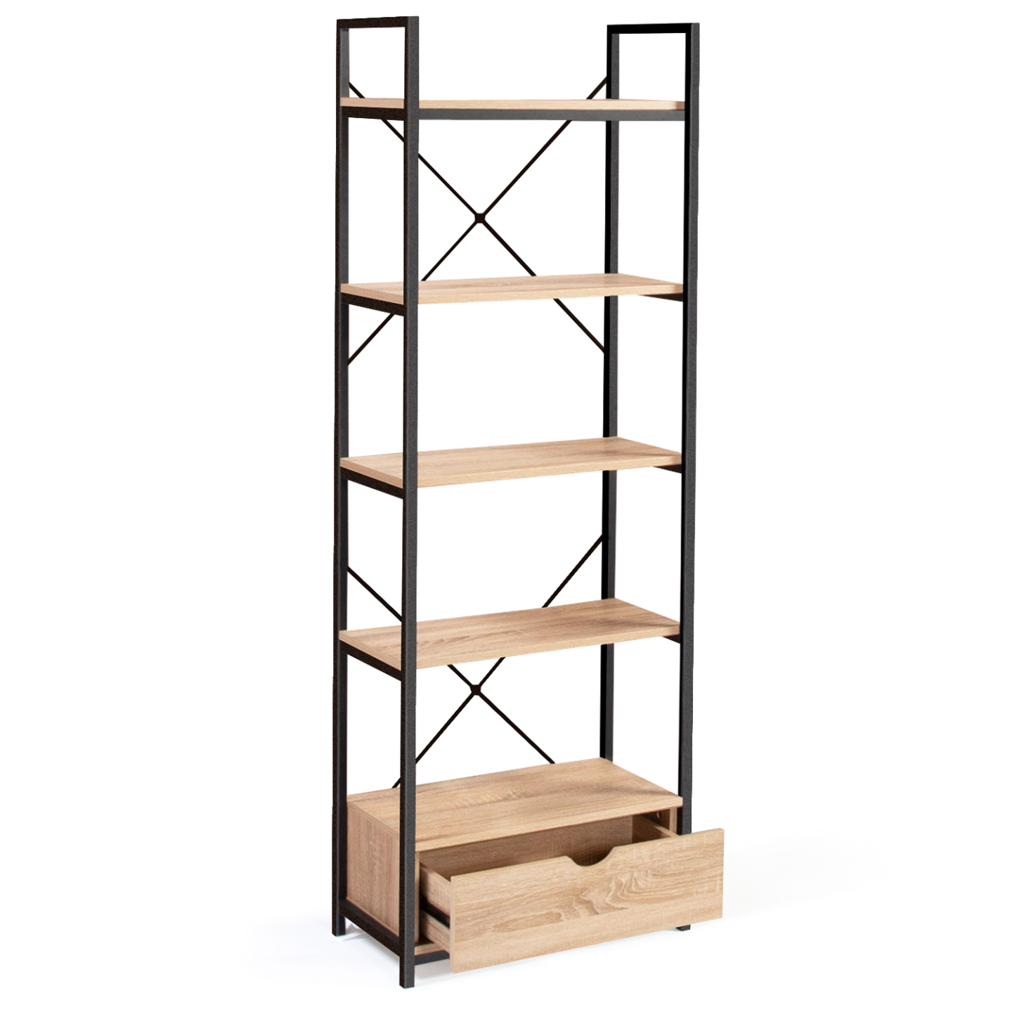 Etagère 5 niveaux avec tiroir DETROIT design industriel 170 cm - Image 4