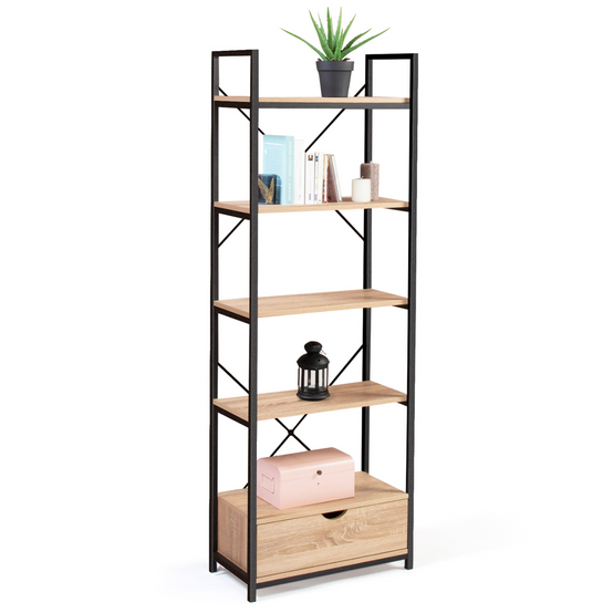 Etagère 5 niveaux avec tiroir DETROIT design industriel 170 cm - Image 2