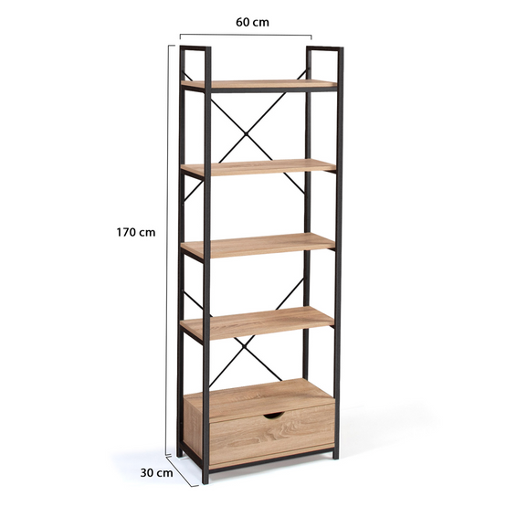Etagère 5 niveaux avec tiroir DETROIT design industriel 170 cm - Image 5