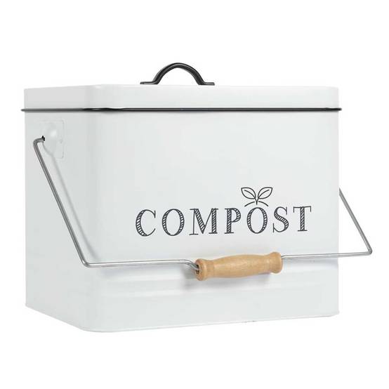 Poubelle à Compost 10L Métal avec Poignée et Couvercle avec Filtre - JETOR - Image 1