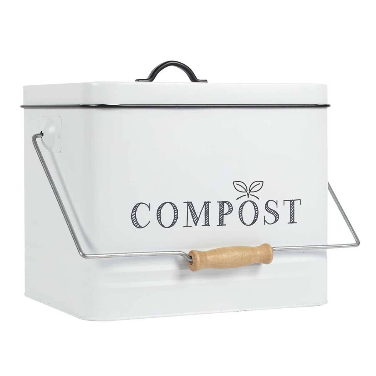Poubelle à Compost 10L Métal avec Poignée et Couvercle avec Filtre - JETOR - Image 1