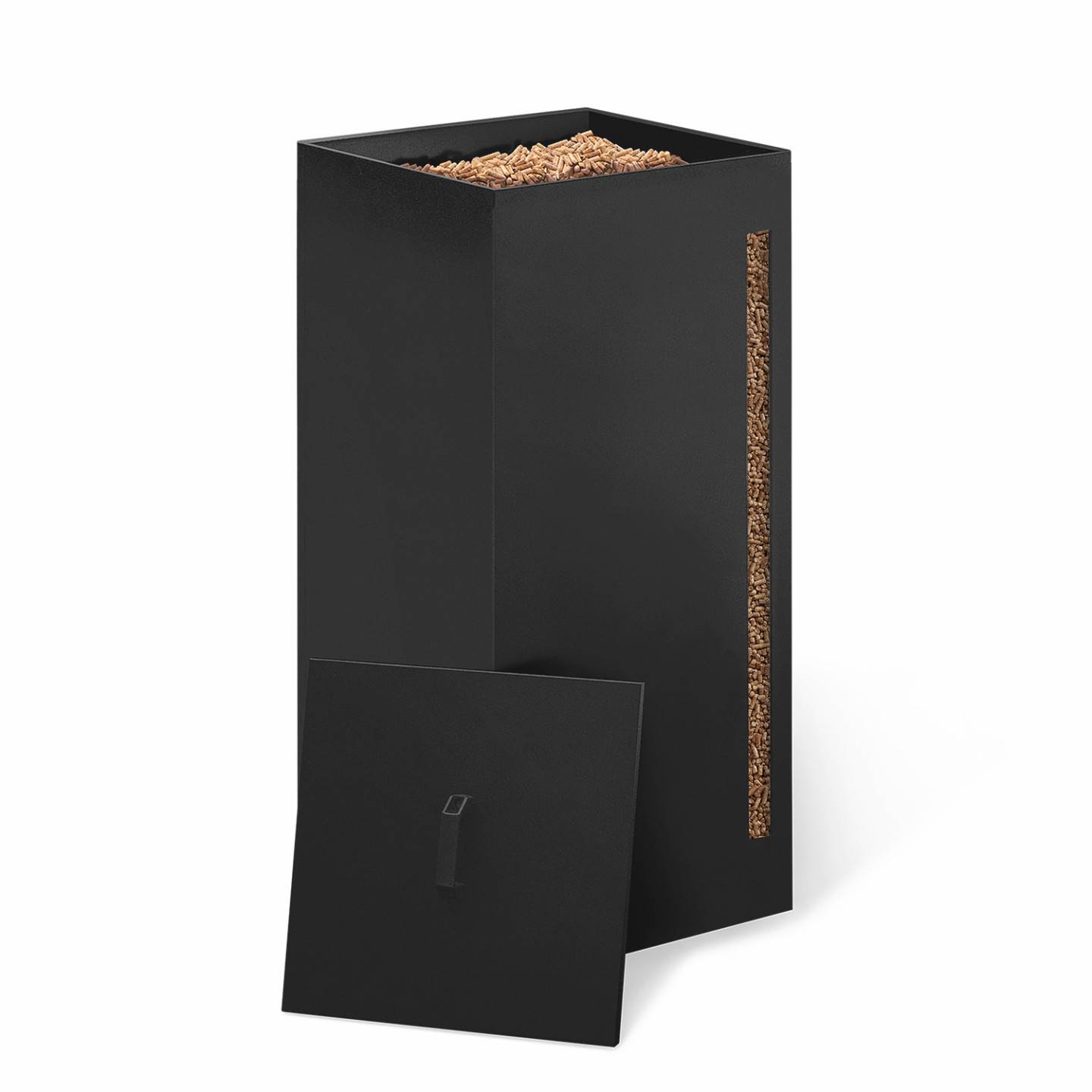 IDMARKET - Réservoir à granulés 55 kg noir rangement à pellets 36 x 36 x 87 cm - Image 4