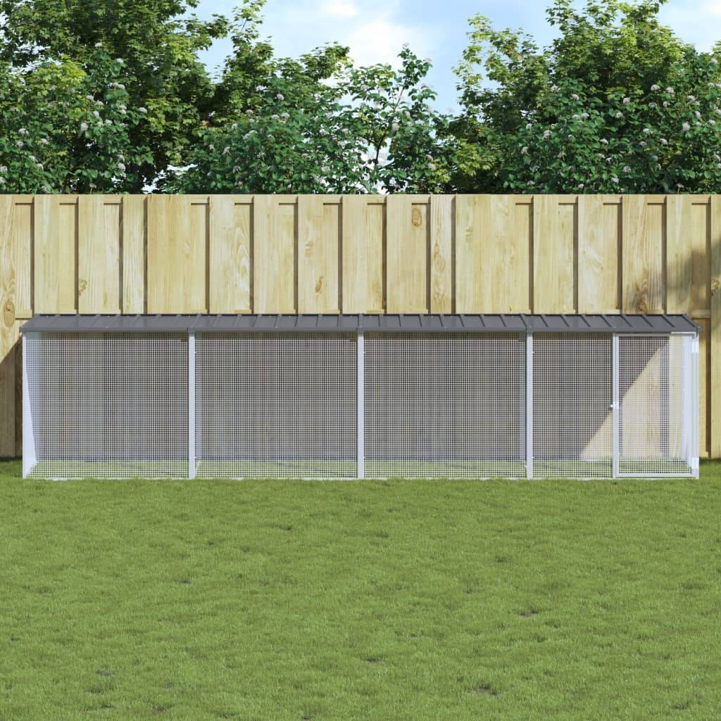 Poulailler acier galvanisé pour poules avec toit et porte verrouillable 403x98cm anthracite - ComfortXL Outdoor Living - Image 1