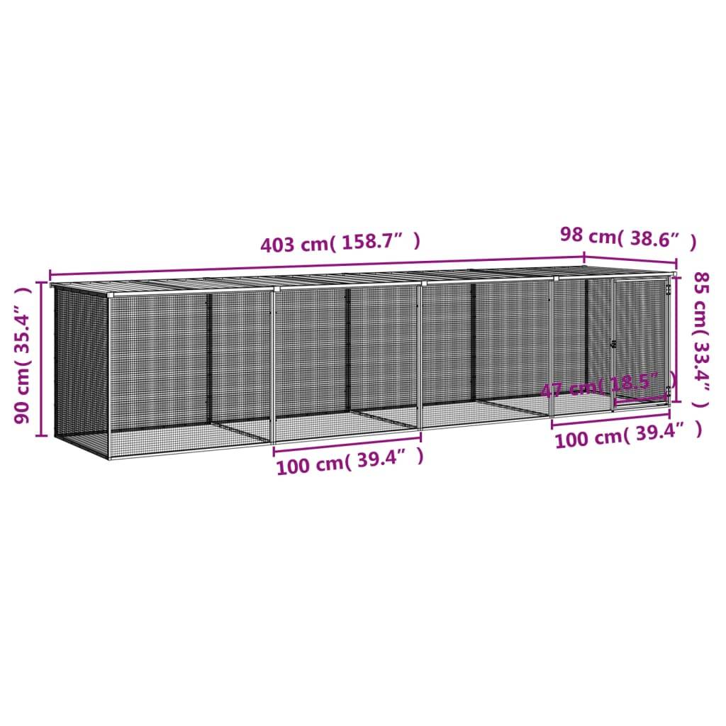 Poulailler acier galvanisé pour poules avec toit et porte verrouillable 403x98cm anthracite - ComfortXL Outdoor Living - Image 9