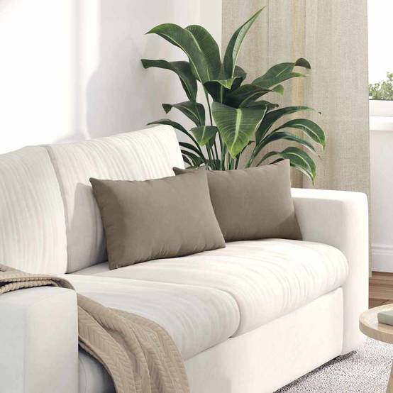 Lot de 2 Coussins de Canapé en Tissu Déhoussables pour Salon Décoration Intérieur Taupe 50x30 cm – ComfortXL Outdoor Living - Image 1