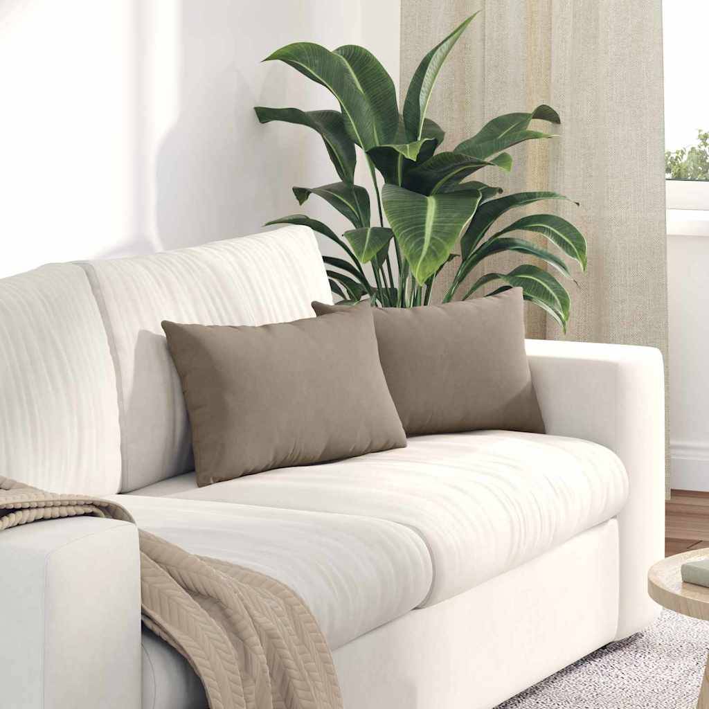 Lot de 2 Coussins de Canapé en Tissu Déhoussables pour Salon Décoration Intérieur Taupe 50x30 cm – ComfortXL Outdoor Living - Image 1