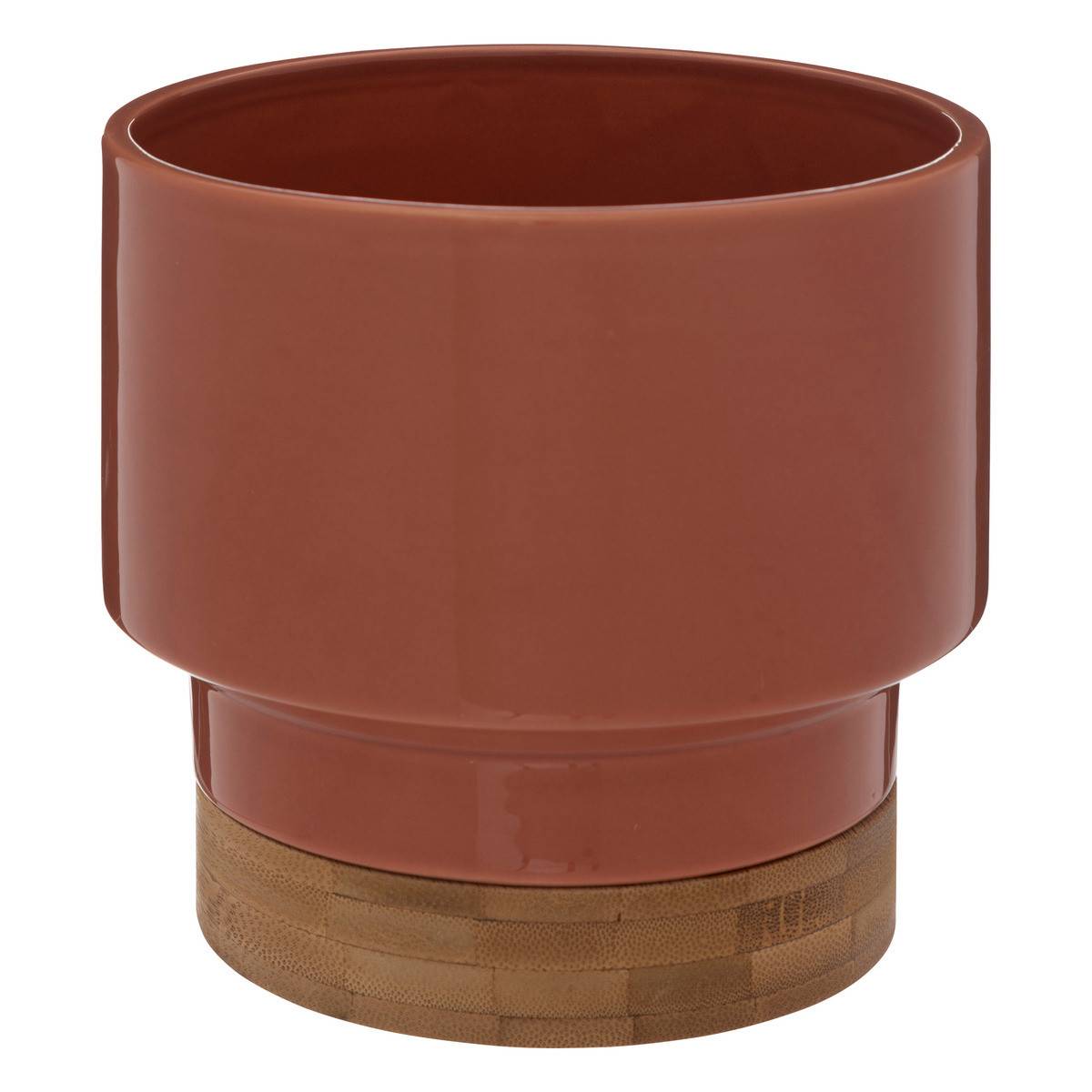 Pot en Céramique Pêche et Bambou D 16 x H 17 cm - Image 1