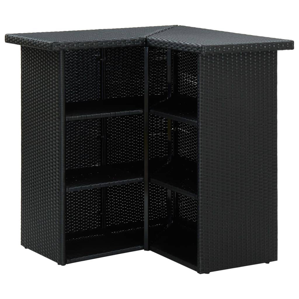 Meuble de bar de jardin 8 pièces avec coussins résine tressée noir - Image 3