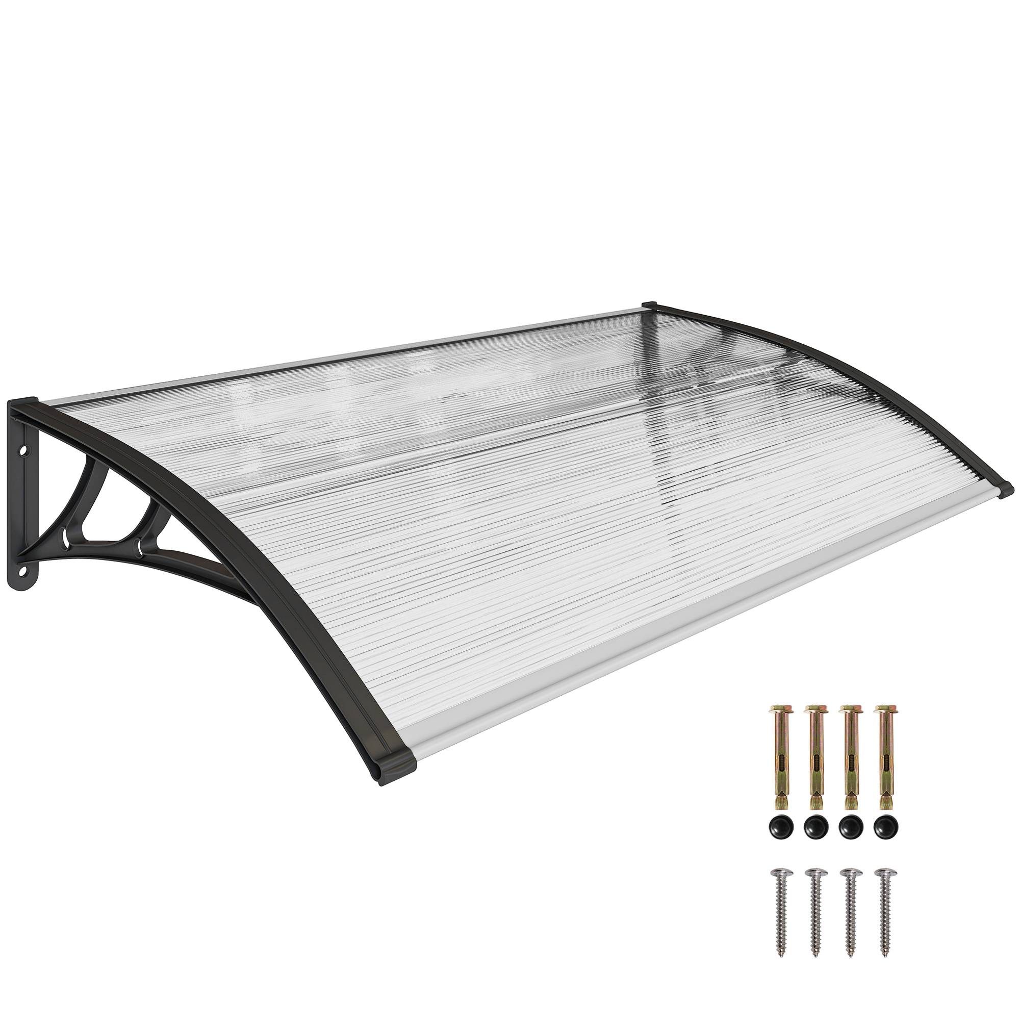 Store de porte et fenêtre 110 x 60 cm avec panneaux en polycarbonate et bande d'aluminium transparent - Image 1