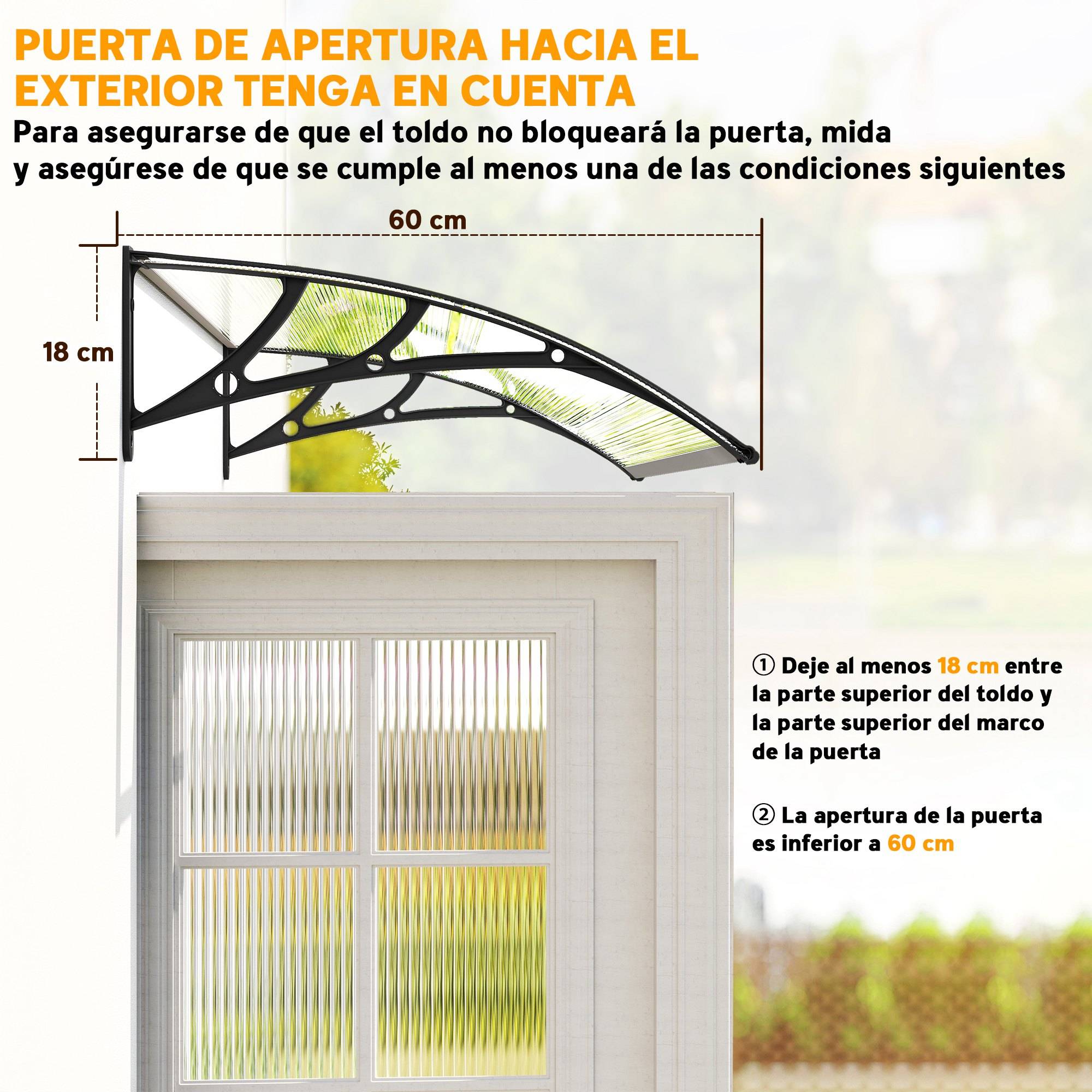 Store de porte et fenêtre 110 x 60 cm avec panneaux en polycarbonate et bande d'aluminium transparent - Image 9